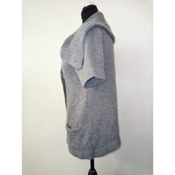 Currants Grey Knit Short Sleeve Cardigan Size Small - Picture 2 of 6